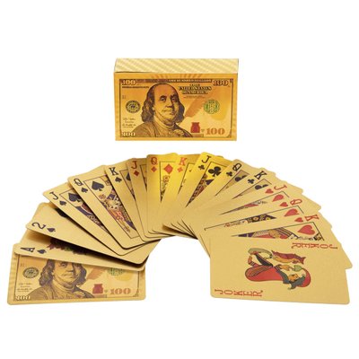 Карты игральные покерные GOLD 100 DOLLAR пластиковые (54 карты) BG_i578 фото