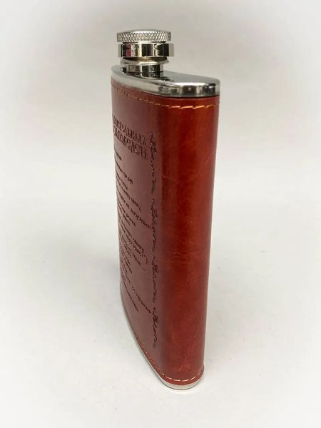 Фляга 10 алкогольных заповедей 256 ml из нержавейки, обтянута кожей R_YY9 фото