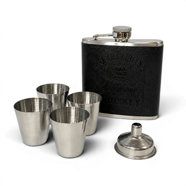 Подарунковий набір фляга Jack Daniel&rsquo;s QK-1-2 Black 7oz/210 мл з чарками 11856 фото