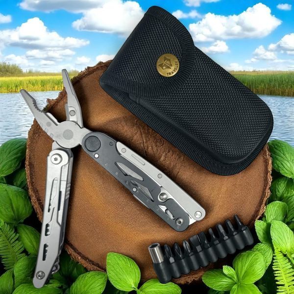 Мультитул туристичний Traveler Deluxe MQ039-DG 12 в 1 16 см з чохлом з бітами 10726 фото