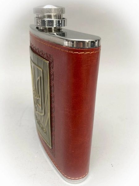 Фляга UKRAINE Герб из нержавеющей стали в коже 474ml 16OZ TP-16Brown R_TP-16Brown фото