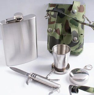 Фляга 532 мл, складаний стакан, складаний ніж у камуфляжному чохлі R_FPT-9-2haki фото