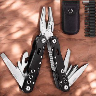Мультитул Traveler Black  MQ-007D-8G 15 в 1 з набором біт мультифункціональний інструмент у чохлі 10190 фото