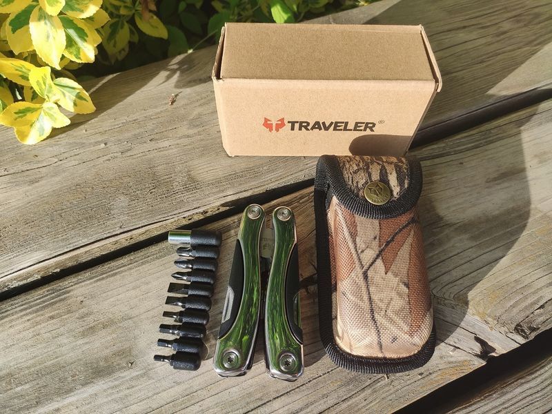 Mультитул Traveler Silver Gloss MT 6 в 1 MT609ID-8G с набором бит мультифункциональный инструмент в чехле 05202 фото