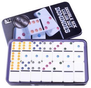 Настільна гра Dominoes Доміно в металевій коробці (білі кістки) BG_5010 фото