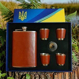 Набір подарунковий 6в1 Moongrass  TZ-49 Brown фляга лійка чарки 4шт 12258 фото
