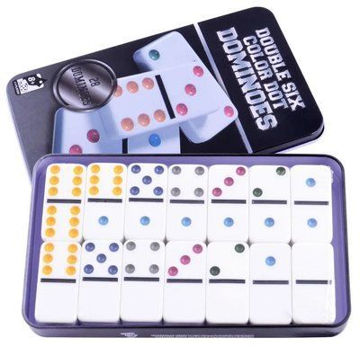 Настільна гра Dominoes Доміно в металевій коробці (білі кістки) BG_5010 фото