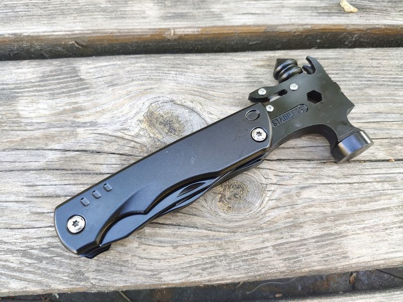 Мультитул Молоток Traveler MS-034-F Black Hammer 8 в 1 з набором біт мультифункціональний інструмент у чохлі 06740 фото