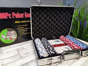Ігровий набір Покер на 200 фішок з номіналом в алюмінієвому кейсі Poker Game Set BG__200N фото