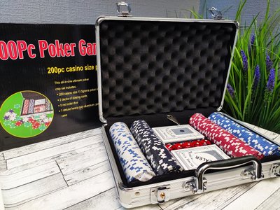 Игровой набор Покер на 200 фишек с номиналом в алюминиевом кейсе Poker Game Set BG__200N фото