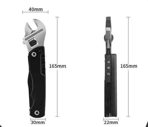 Мультитул Розвідний ключ Traveler MS-014F-3 Black Wrench 10 в 1 з набором біт мультифункціональний інструмент у чохлі 06737 фото