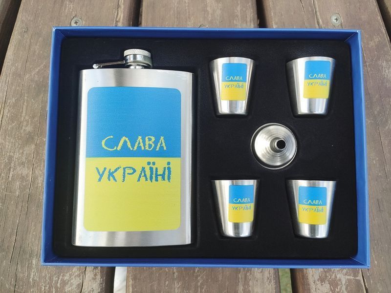 Набор подарочный Moongrass 6в1 Слава Україні фляга фляга 266ml 9OZ /лейка/стопки 4шт R_WKL012 фото