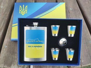 Набір подарунковий Moongrass 6в1 Доброго вечора! Ми з України! фляга/лійка/стопки 4 шт. R_WKL010 фото