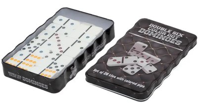 Настільна гра Dominoes Доміно в металевій коробці (білі кістки) BG_5010-2 фото