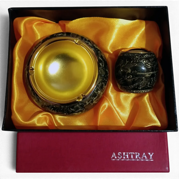 Подарунковий набір 2в1 Ashtray Dragon D495 запальничка та попільничка 11395 фото