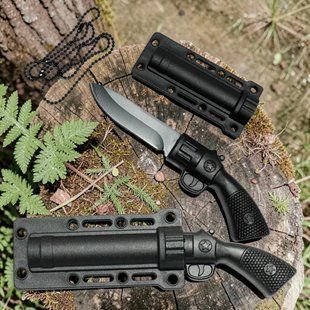 Нашийний ніж Defender 418A у стилі мисливської рушниці з ланцюжком та чохлом 07465 фото