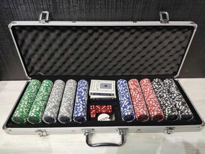Ігровий набір Покер на 500 фішок з номіналом в алюмінієвому кейсі Poker Game Set BG_500N фото