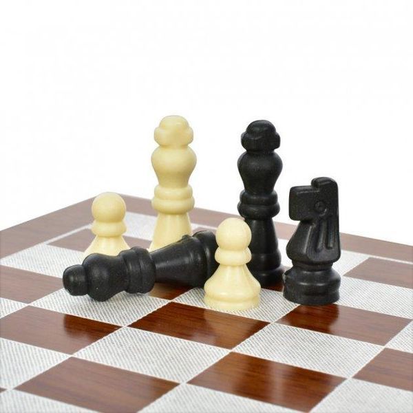 Игровой набор Сhess Set 3 в 1 Шахматы Покерные фишки 200 шт Кости в деревянном кейсе BG_2518С фото