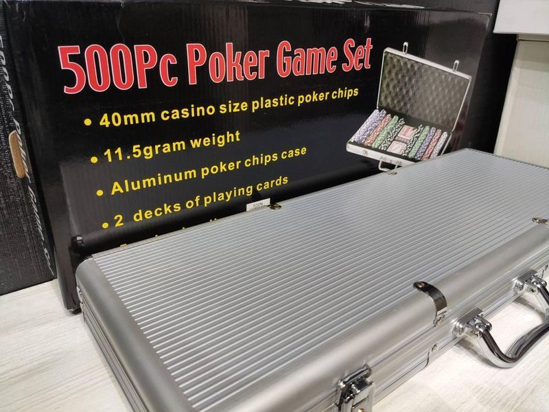 Игровой набор Покер на 500 фишек с номиналом в алюминиевом кейсе Poker Game Set BG_500N фото