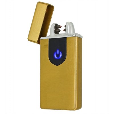 Плазмова електроімпульсна USB-запальничка Lighter Gold з підсвіткою сенсорною кнопкою LI_USB_102Gold фото