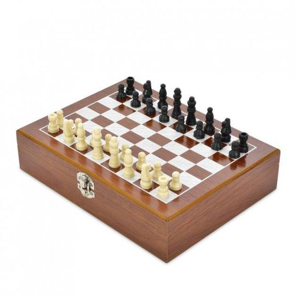 Ігровий набір Сhess Set 2 в 1 шахи покер 100 фішок в дерев'яному кейсі BG_2518A фото
