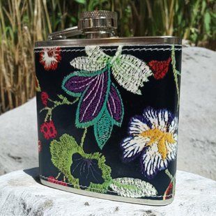Фляга Hip Flask Квітка D412 Black 6Oz/170ml з нержавіючої сталі 10716 фото