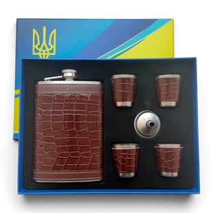 Набір подарунковий 6в1 Moongrass TZ-47-2 Burgundy фляга лійка чарки 4шт 12257 фото