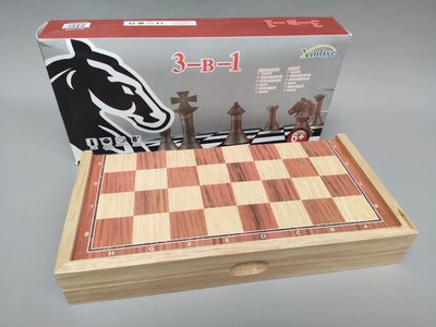 Игровой набор 3 в 1 нарды шахматы и шашки (29х29 см) настольная игра BG_X309 фото