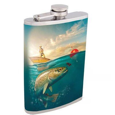 Фляга из нержавеющей стали Рыба и рыбак Hip Flask 266ml R_D315 фото