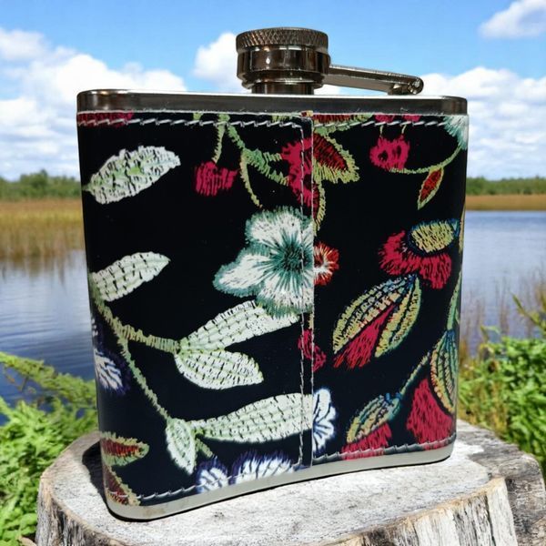 Фляга Hip Flask Квітка D412 Black 6Oz/170ml з нержавіючої сталі 10716 фото