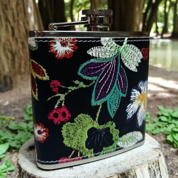 Фляга Hip Flask Квітка D412 Black 6Oz/170ml з нержавіючої сталі 10716 фото