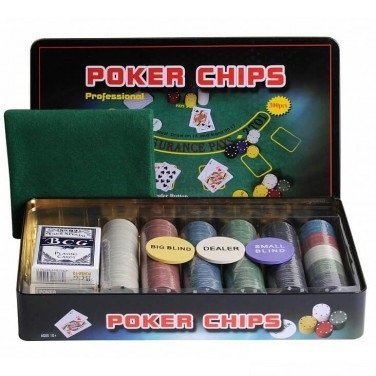 Игровой набор Покер на 300 фишек с номиналом в металлической коробке Poker Set BG_300T фото