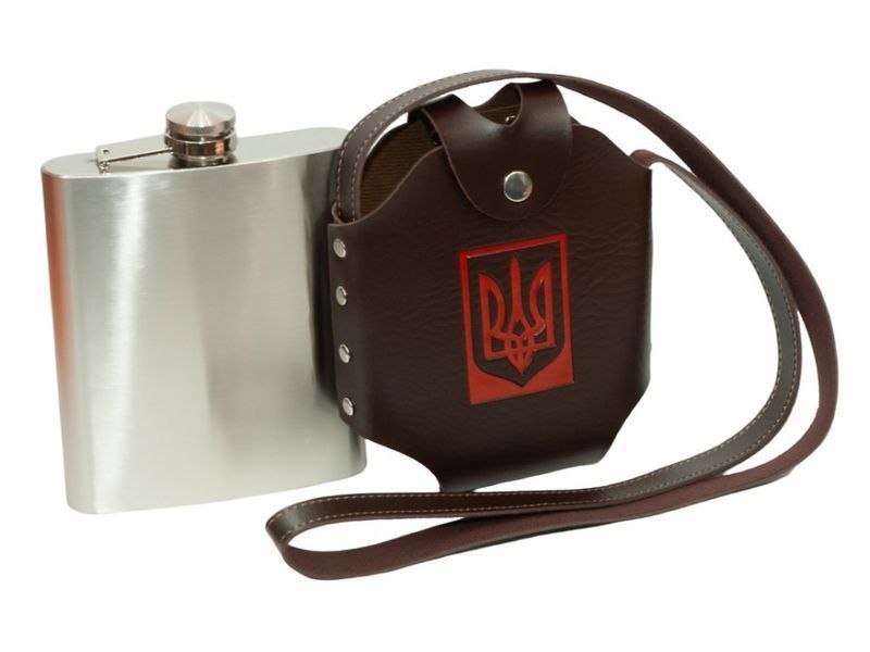 Фляга в чохлі з гербом Україна 1,4 л R_F123Brown фото