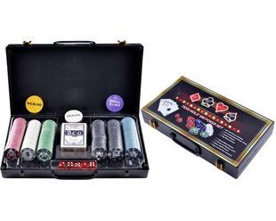 Ігровий набір Покер на 300 фішок з номіналом в пластиковому кейсі Texas Hold'em Poker Set BG__300S-C фото
