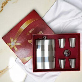 Набір подарунковий GT 6в1 фляга NF4-20 Metallic  9Oz 256 мл лійка стопки 4 шт 10744 фото
