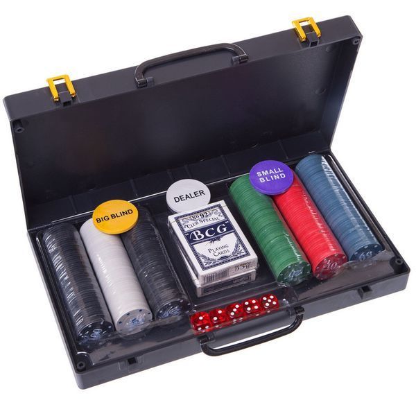 Ігровий набір Покер на 300 фішок з номіналом в пластиковому кейсі Texas Hold'em Poker Set BG__300S-C фото