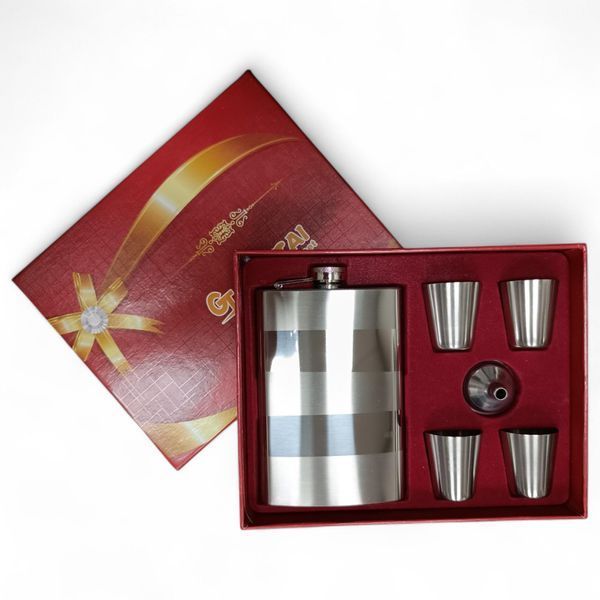 Набір подарунковий GT 6в1 фляга NF4-20 Metallic  9Oz 256 мл лійка стопки 4 шт 10744 фото