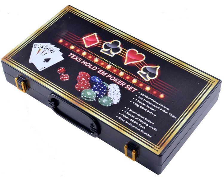 Ігровий набір Покер на 300 фішок з номіналом в пластиковому кейсі Texas Hold'em Poker Set BG__300S-C фото