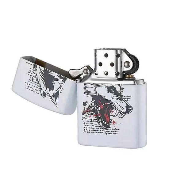 Запальничка бензинова ZORRO Wolf White LI_P_341White фото