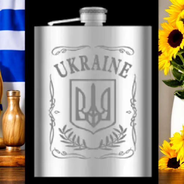 Фляга UKRAINE Герб України WKL024 9oz/256 мл з нержавіючої сталі 06335 фото