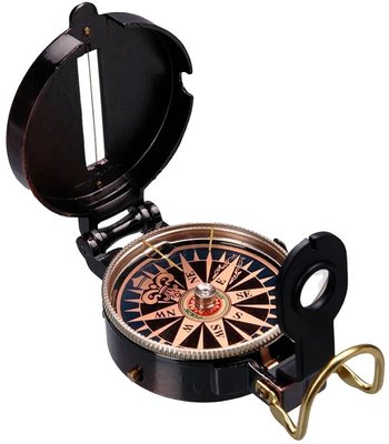 Компас магнитный туристический Marine Compass Black в металлическом корпусе с фиксацией стрелки С_ZC45-3G фото