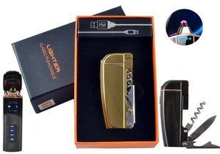 Плазмова електроімпульсна USB-запальничка мультитул Lighter Corkscrew Gold Ice LI_USB_221Gold фото