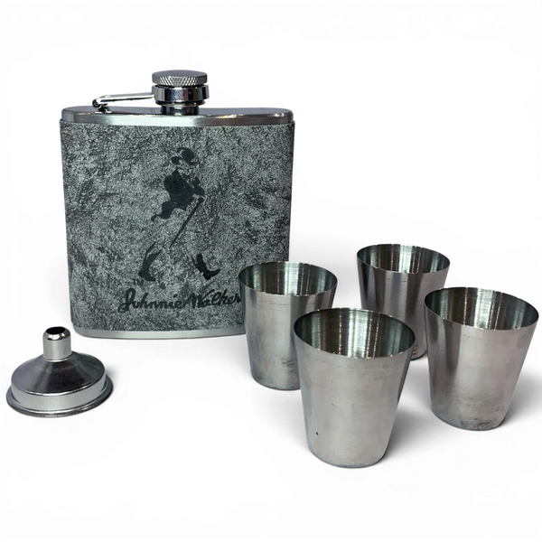 Подарунковий набір фляга Johnnie Walker QK-3-3 Grey 7oz/210 мл з чарками 11827 фото