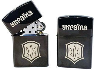 Запальничка бензинова ZORRO Lighter Україна ЗСУ Щит Black LI_416Black фото
