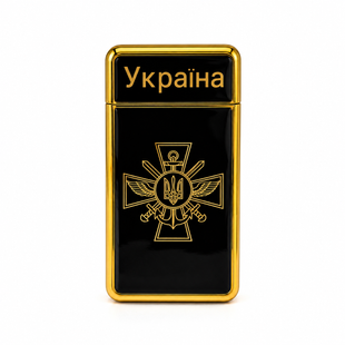 Запальничка газова Ukraine Золотий Тризуб Black Gold HL-124-4 у подарунковій упаковці 07149 фото