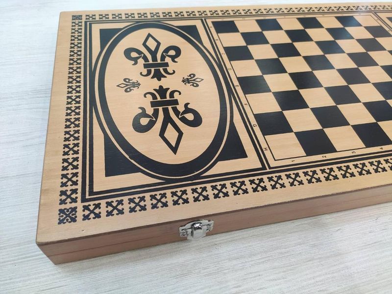 Игровой набор 3 в 1 нарды шахматы, шашки (размер поля 59х59 см) BG_В6030С фото