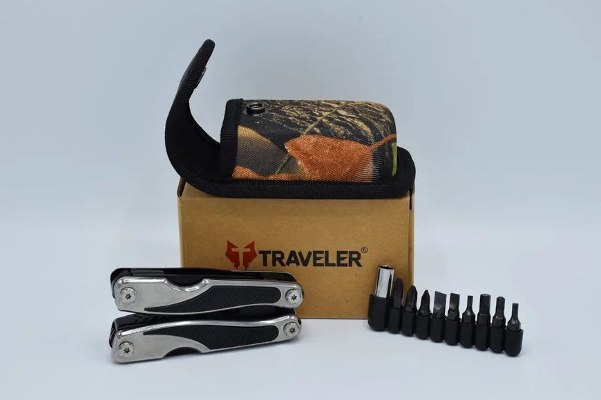 Mультитул Traveler Silver Luna 12 в 1 с набором бит мультифункциональный инструмент в чехле R_842Silver фото