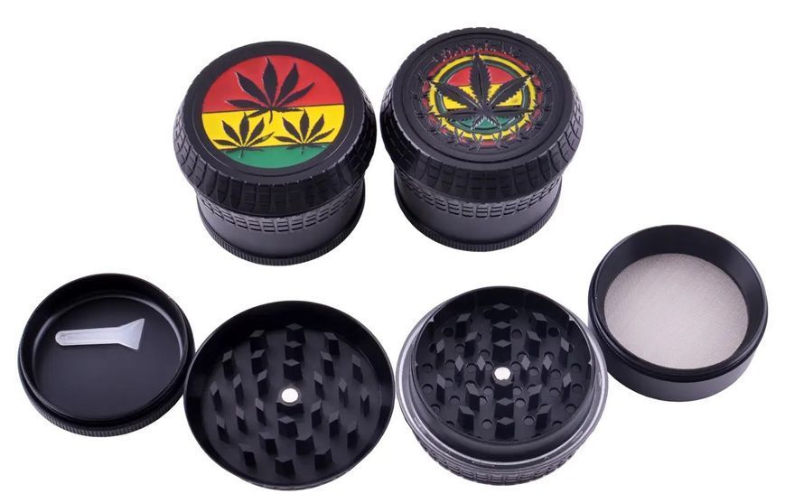 Гриндер для измельчения табака Grinder Hemp Leaf Black Sm_G203Black фото