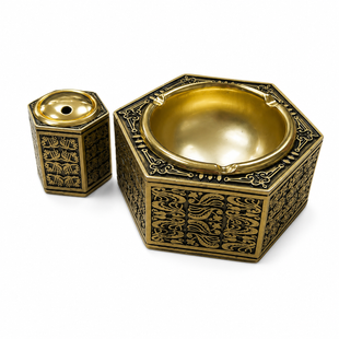 Подарунковий набір Ashtray XL-0414 2в1 Східна Розкіш &mdash; металева попільничка та багаторазова газова запальничка 12951 фото