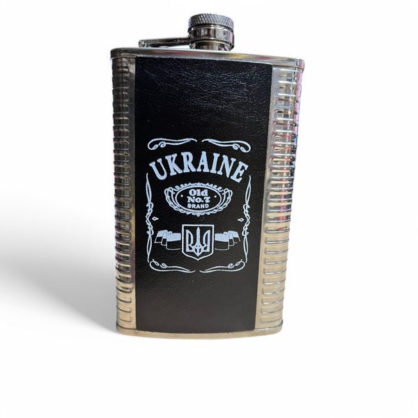 Фляга UKRAINE WKL018 в шкірі 10oz/283мл з нержавіючої сталі 06315 фото